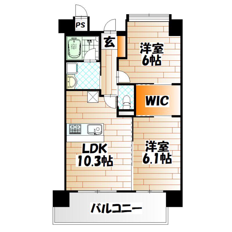 ヒルクレスト片野グランデI(2LDK/2階)の間取り写真