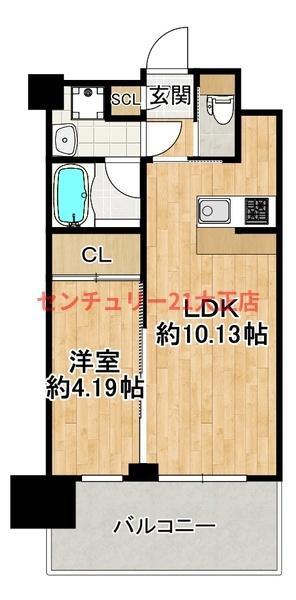 プレジオ弁天町(1LDK/7階)の間取り写真