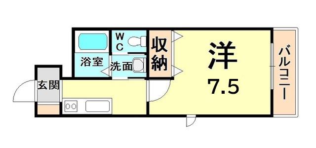 メゾンTT鳴尾(1K/3階)の間取り写真