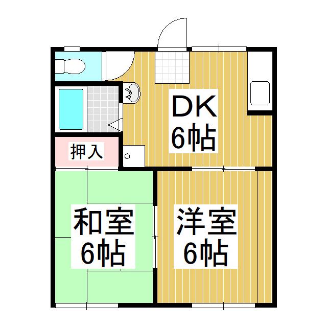 コーポあずさII(2DK/1階)の間取り写真
