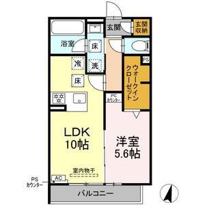 CLAIR島田(1LDK/1階)の間取り写真