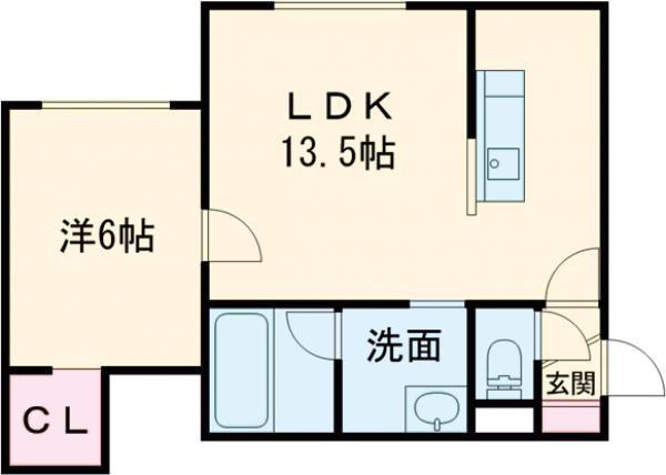 ラポールA(1LDK/1階)の間取り写真