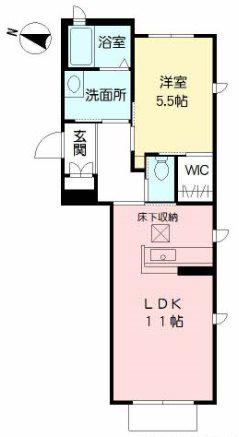 ベレオ南福岡プレミール(1LDK/1階)の間取り写真