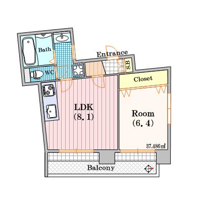 エルブ西長堀(1LDK/5階)の間取り写真