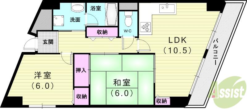 セレコート箕面(2LDK/2階)の間取り写真