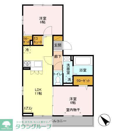 エスポワール(2LDK/3階)の間取り写真