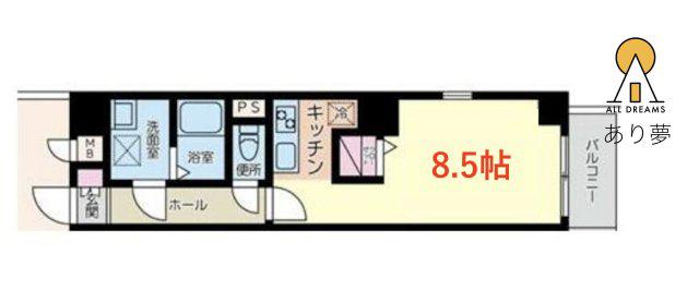 LEAVELL GRANDE横浜南(1K/3階)の間取り写真