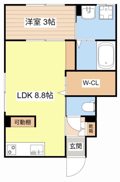 エトワール宮司(1LDK/1階)の間取り写真