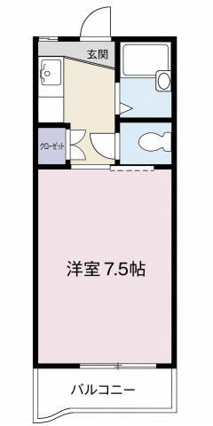 ヴェルメゾンツイン B(1K/2階)の間取り写真