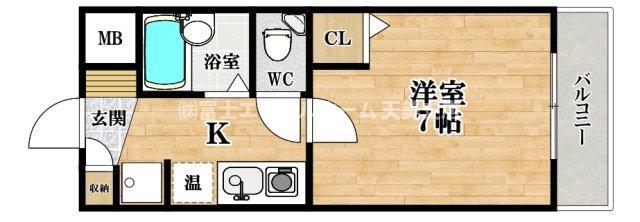アイビーコート天美(1K/2階)の間取り写真