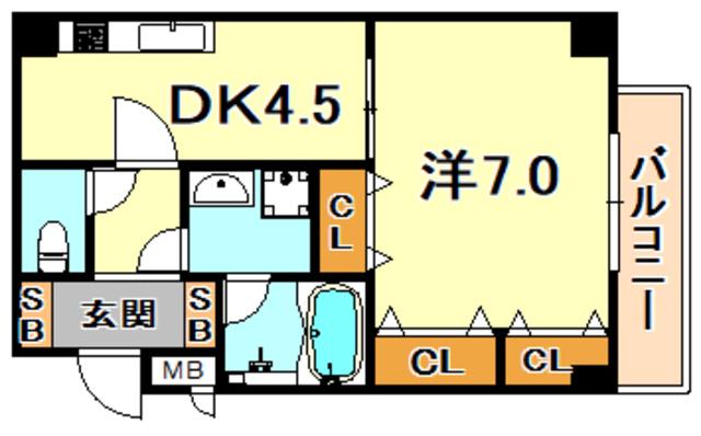 サイレンスⅠ(1DK/3階)の間取り写真