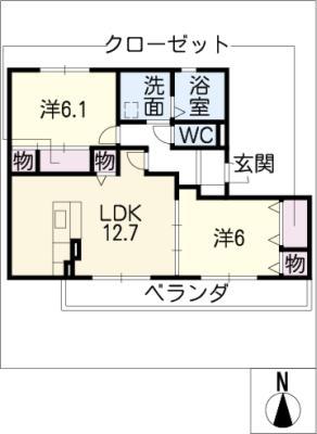 エテルノ長久手(2LDK/2階)の間取り写真