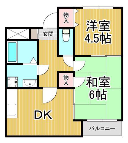 スペリティー岡山5番館(2DK/3階)の間取り写真
