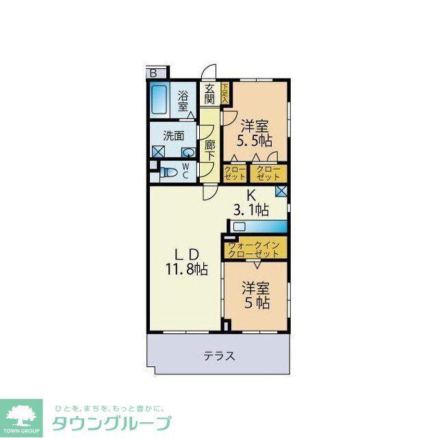 レイクサイドヒルズ(2LDK/1階)の間取り写真