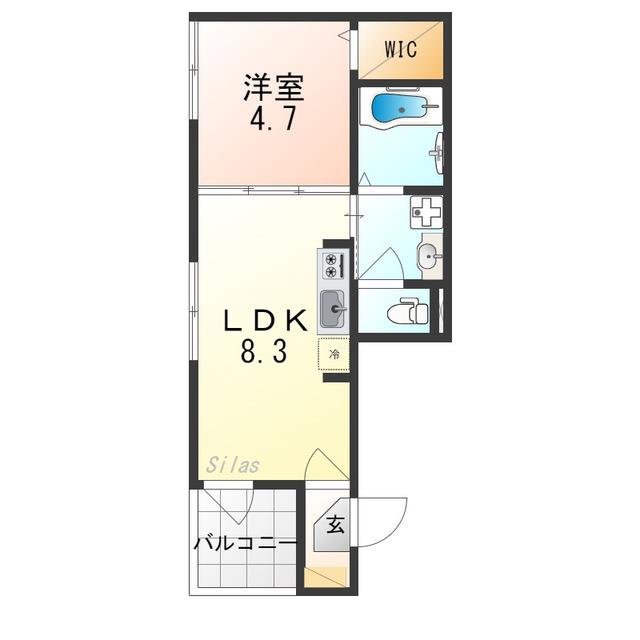ハーモニーテラス京都(1LDK/1階)の間取り写真