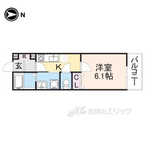 クレアール堺町1(1K/3階)の間取り写真