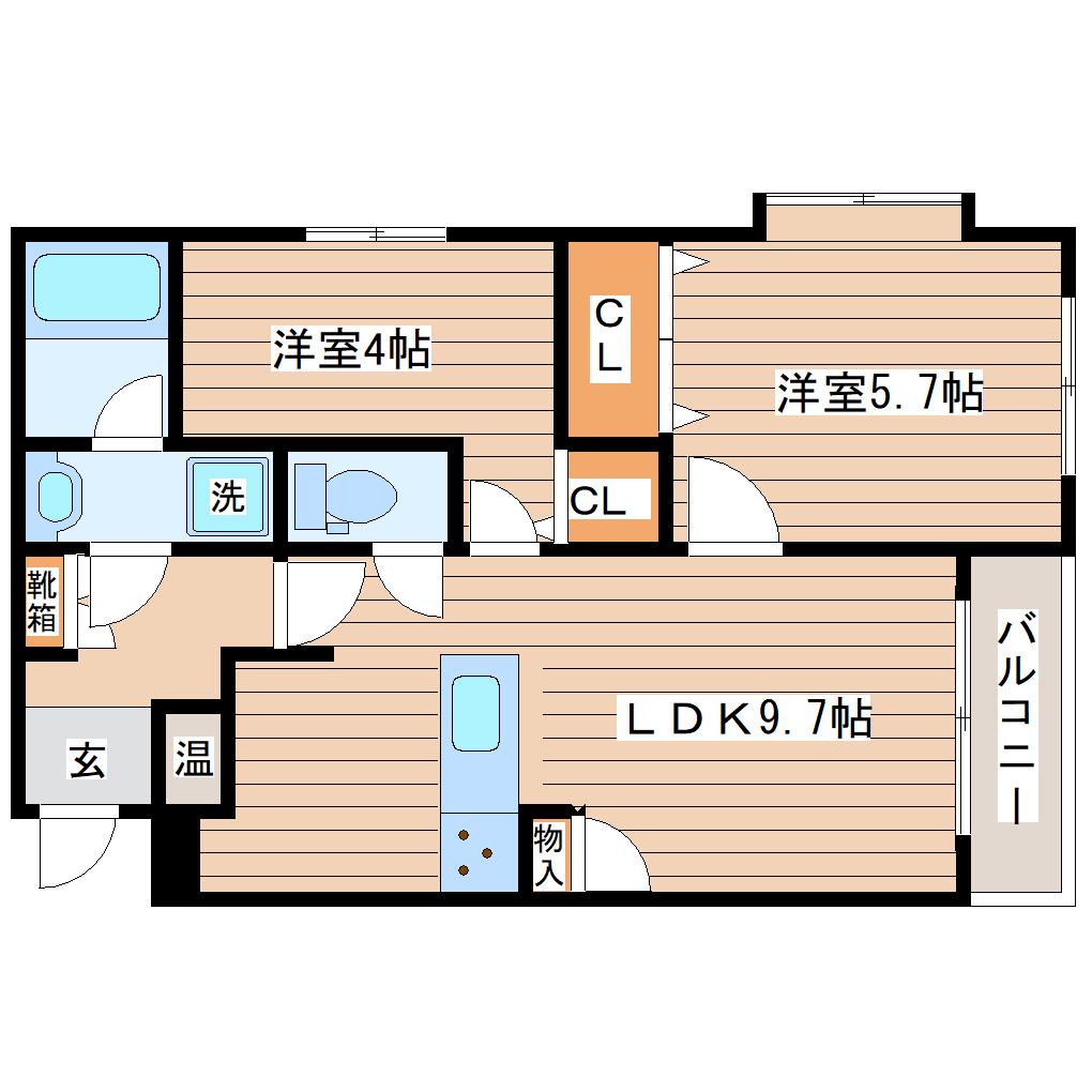 VILLA NOV(2LDK/1階)の間取り写真