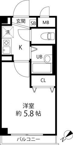 TS GARDEN中野(1K/4階)の間取り写真