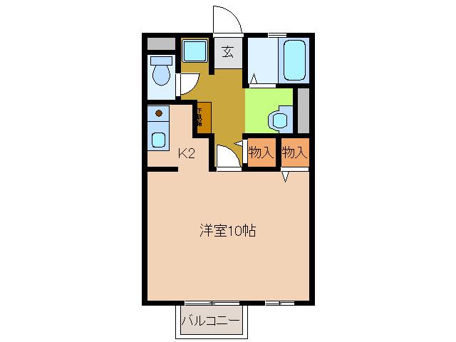 ハッピーホームズ(1K/2階)の間取り写真