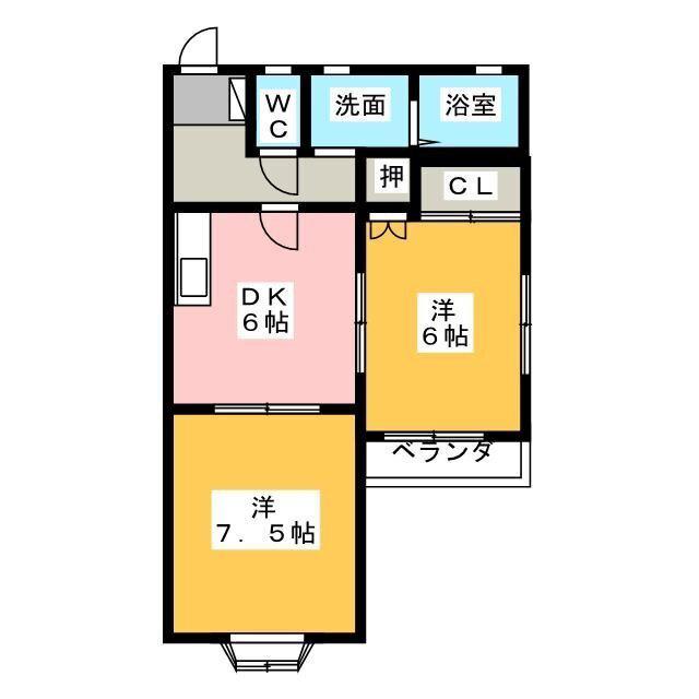 コーポ昭徳I(2DK/1階)の間取り写真