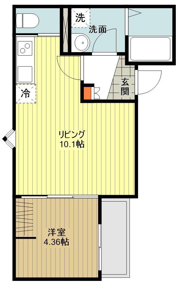 GRADUS福生(1LDK/1階)の間取り写真