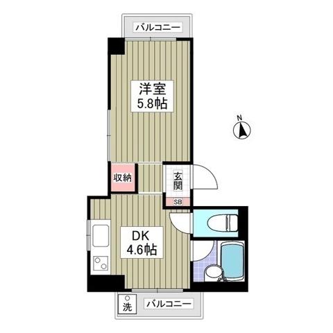 清新三興ハイツ(1DK/2階)の間取り写真