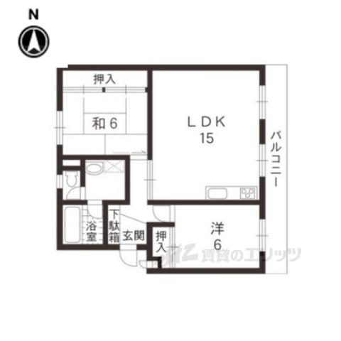 ヴィルドミール富雄(2LDK/1階)の間取り写真