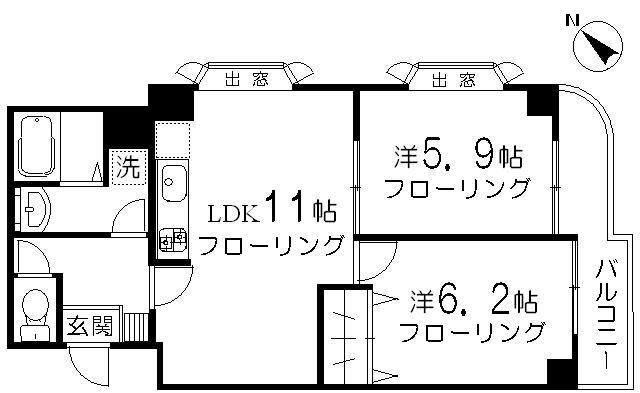 三宿 2LDK(2LDK/7階)の間取り写真