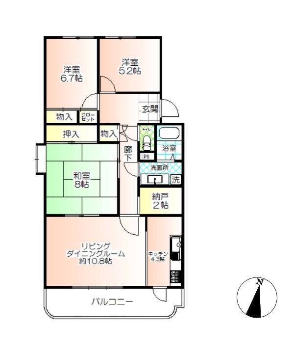 川越グリーンパークE-2(3SLDK/5階)の間取り写真