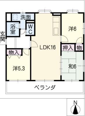 エバー段乃上(3LDK/2階)の間取り写真