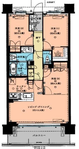 グレーシア海老名(3SLDK/2階)の間取り写真