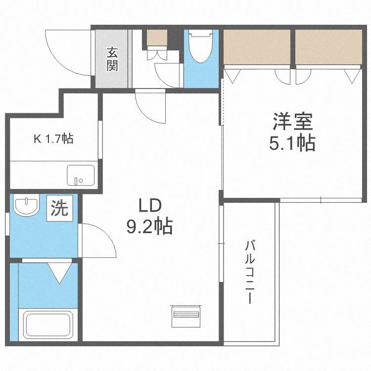 プレスタール(1LDK/1階)の間取り写真