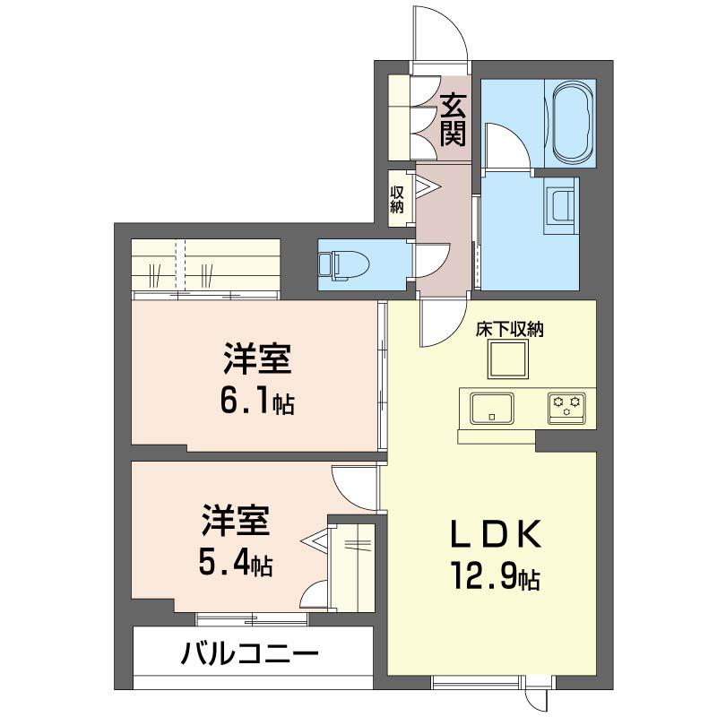 シャインバード(2LDK/1階)の間取り写真