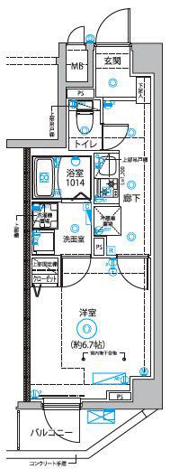 DIPS西新井(1K/1階)の間取り写真
