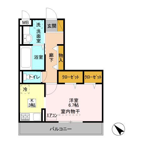 コリーヌオッツ(1K/1階)の間取り写真