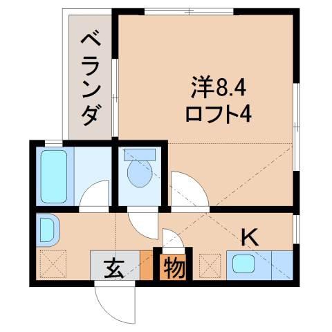 ラ・グラース吹屋町(1K/2階)の間取り写真