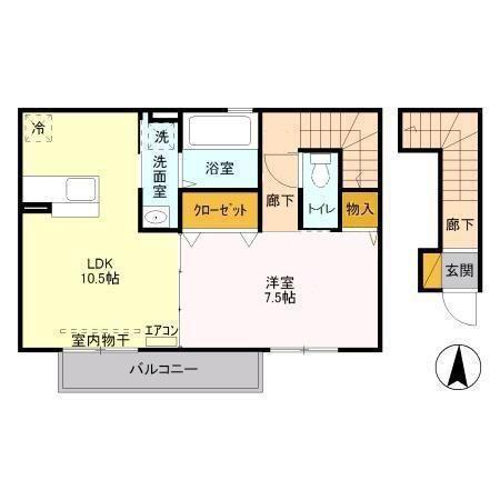 メゾンベールM(1LDK/2階)の間取り写真