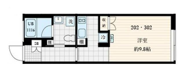 フレア本町(ワンルーム/2階)の間取り写真