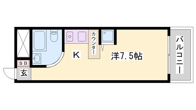 ラ・パルフェド・アフェール(ワンルーム/9階)の間取り写真