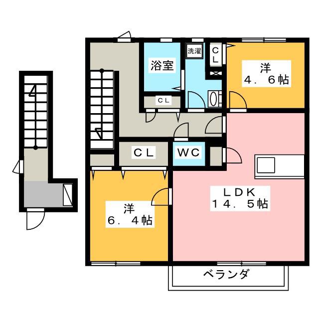カーサ・フィーリア(2LDK/2階)の間取り写真
