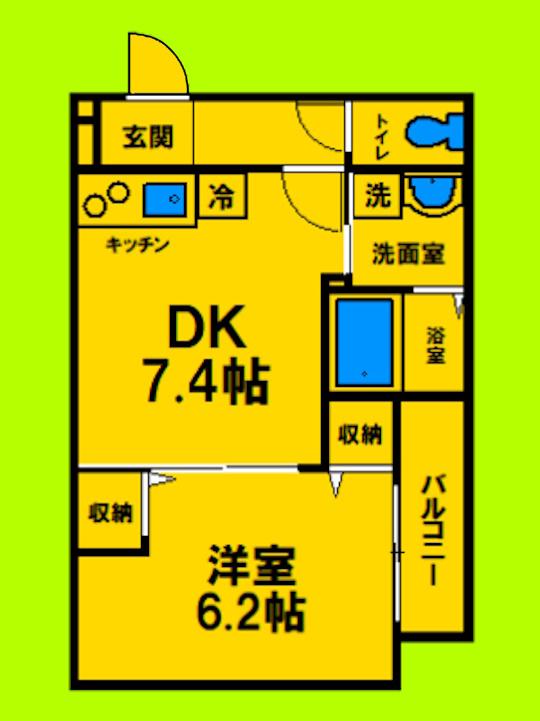フジパレス塚本V番館(1DK/2階)の間取り写真
