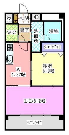 ラルジュ南分(1LDK/3階)の間取り写真