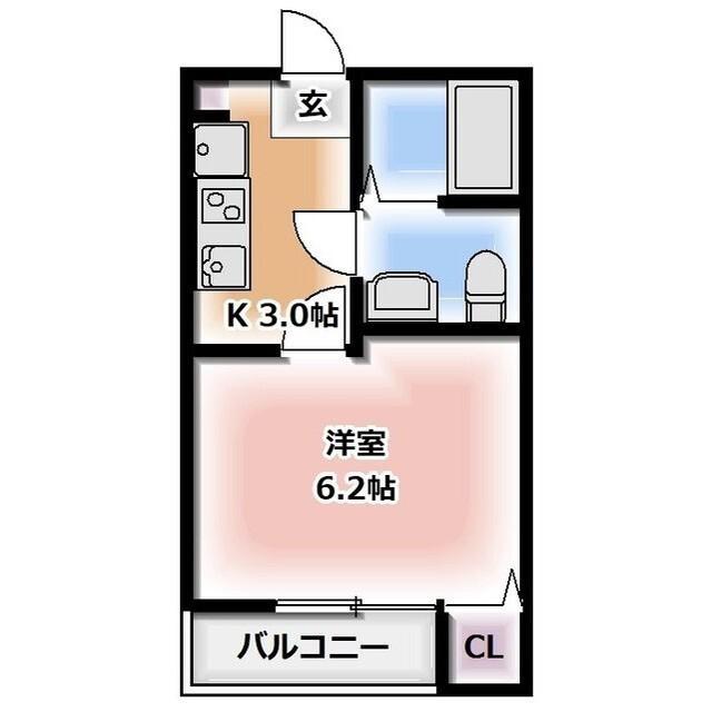 エバーグリーン常盤平(1K/2階)の間取り写真