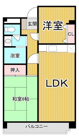 デュオ苦楽園 2号棟(2LDK/2階)の間取り写真