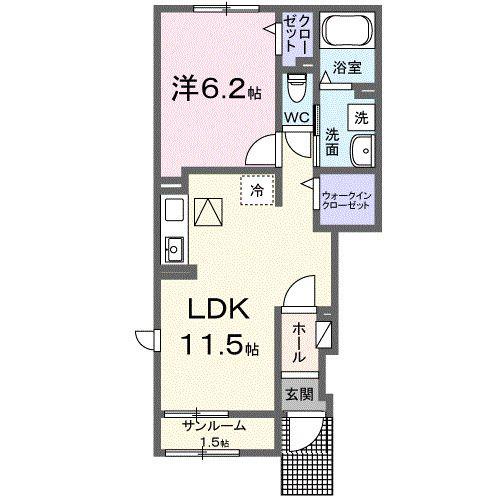 ビーナスベルト(1LDK/1階)の間取り写真