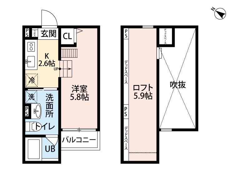 ORIENT春日出北(1K/1階)の間取り写真