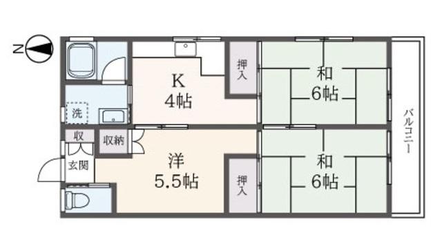 宮城荘(3K/2階)の間取り写真