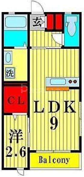 オトアII(1LDK/2階)の間取り写真