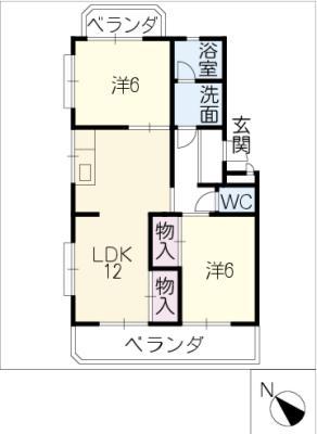ベルテ稲垣(2LDK/1階)の間取り写真