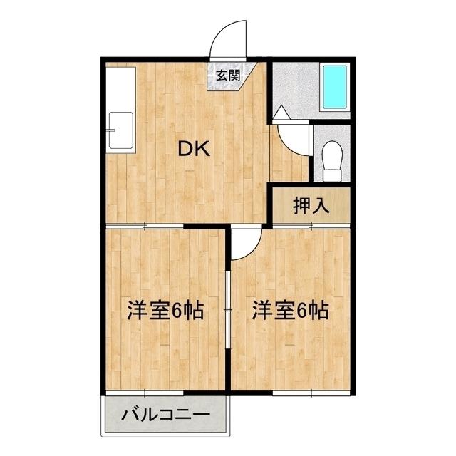 コーポイイダA棟(2DK/1階)の間取り写真